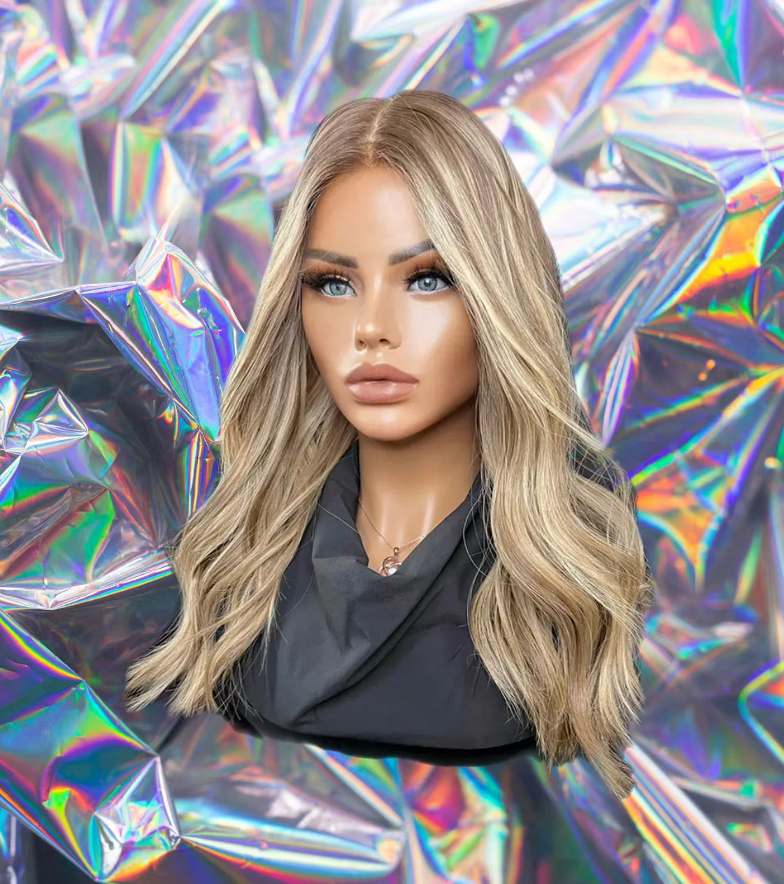 Macy - Blonde Dark Roots Loose Wave 100% Human Hair Lace Front Wig