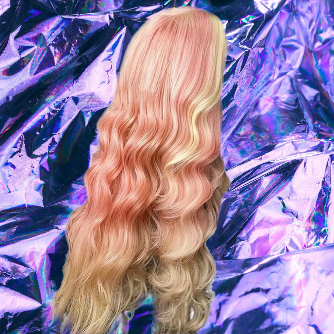 Penelope - Vanilla Blonde & Candy Floss Pink Ombré Highlight Wavy 100% Human Hair Lace Front Wig