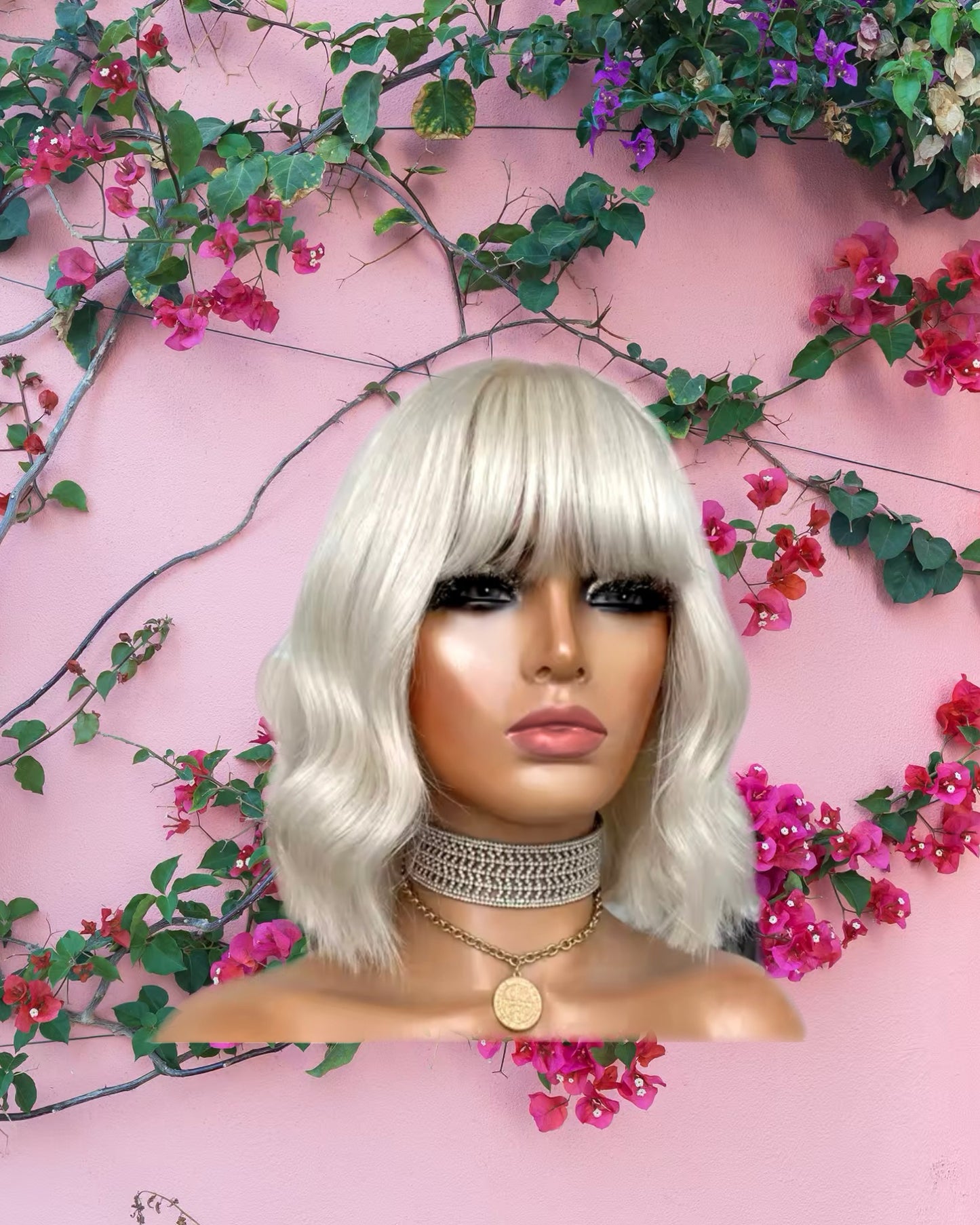 Donna - Icy Platinum Blonde Fringe/Bang 100% Human Hair Lace Front Wig