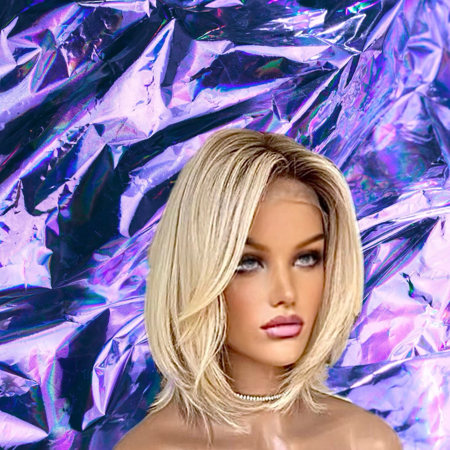 Cassandra - Soft Blonde Ombré Slight Waves Premium Remy 100% Human Hair Lace Front Wig