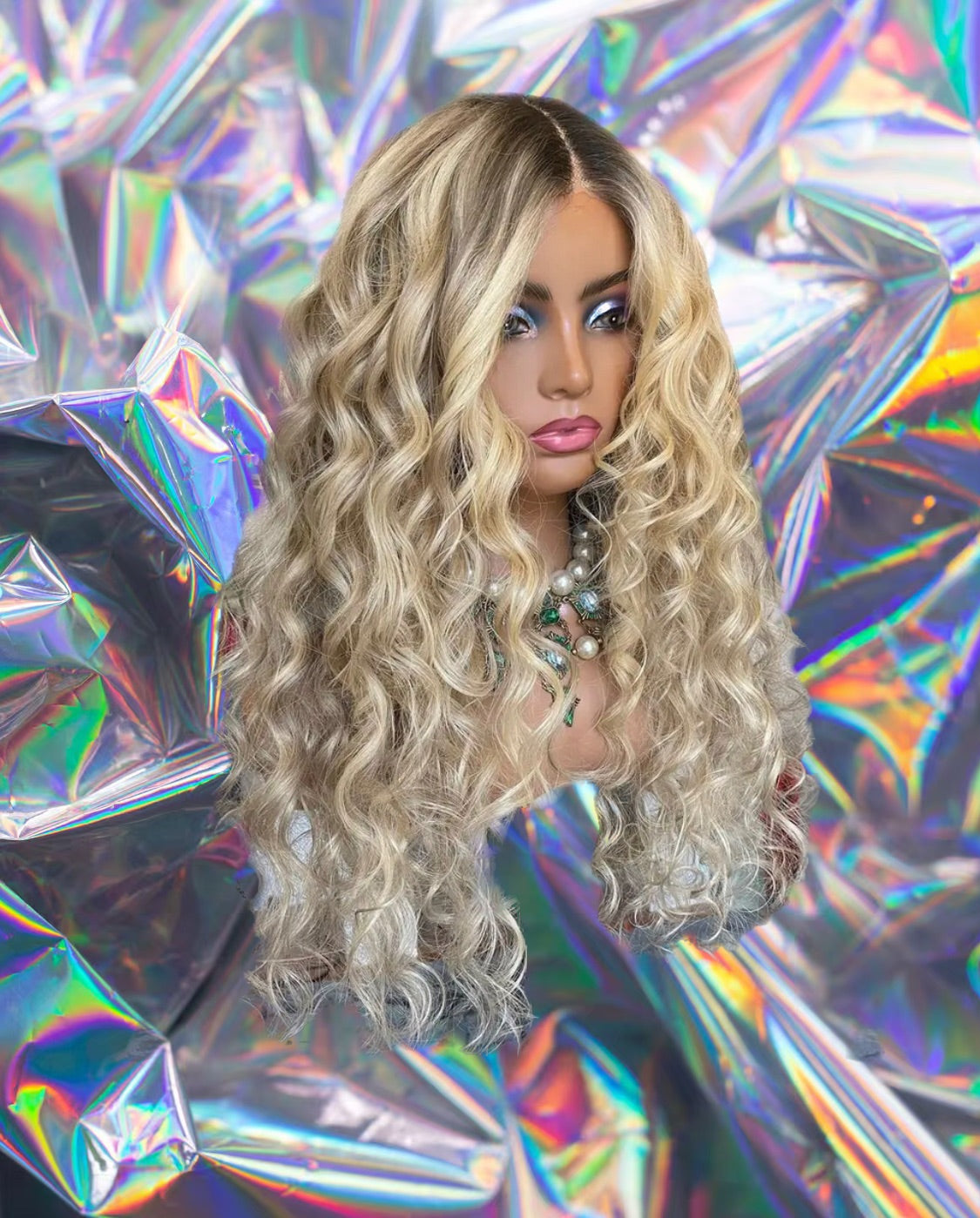 ShellyAnn - Dirty Blonde Ombre Wavy 100% Human Hair Lace Front Wig