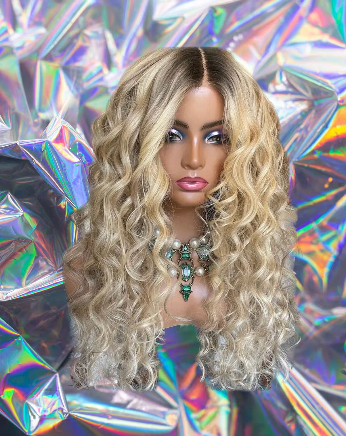 ShellyAnn - Dirty Blonde Ombre Wavy 100% Human Hair Lace Front Wig