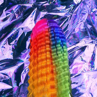 Sasha - Rainbow Coloured Wavy 100% Human Hair Lace Front Wig