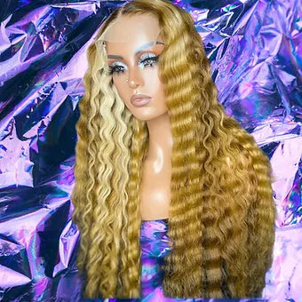 Izzy - Blonde Highlight Loose Deep Wave 100% Human Hair Lace Front Wig