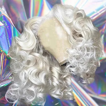 Kiana - Platinum Blonde Curly Bob 100% Human Hair Lace Front Wig