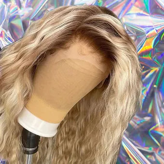 Olivia - Blonde Ombre Water Wave 100% Human Hair Lace Front Wig