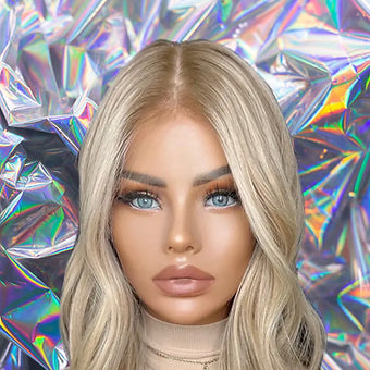 Francesca - Blonde Light Brown Roots Loose Wave 100% Human Hair Lace Front Wig