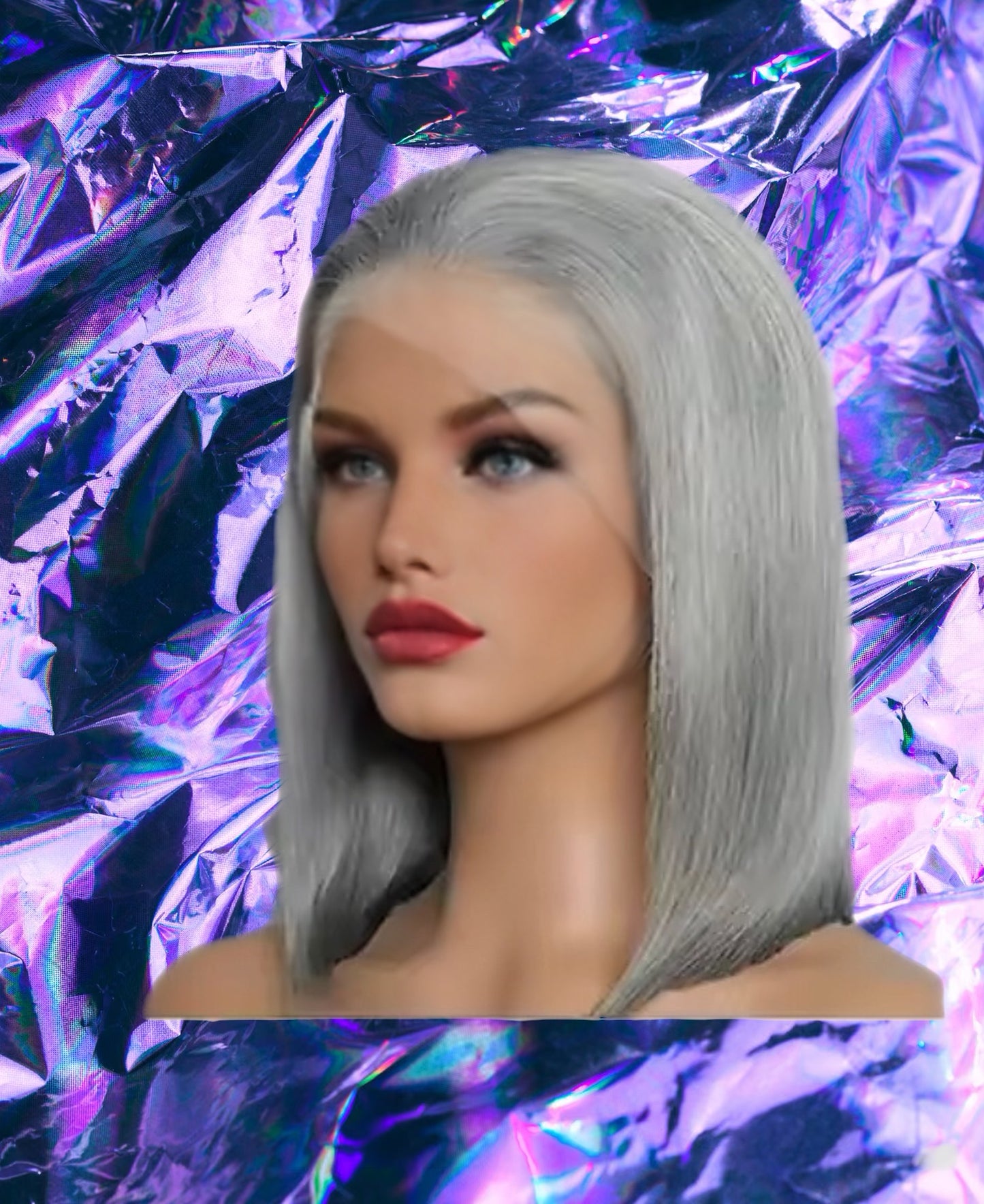 Zoey - Gray Bob Straight 100% Human Hair Lace Front Wig