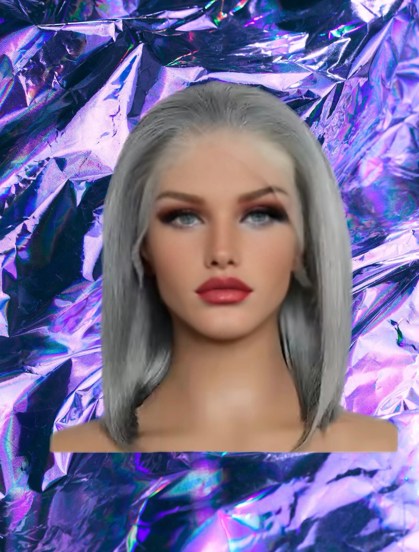 Zoey - Gray Bob Straight 100% Human Hair Lace Front Wig