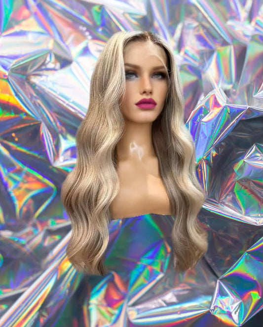Lizzy - California Blonde Brown Wavy 100% Human Hair Lace Front Wig