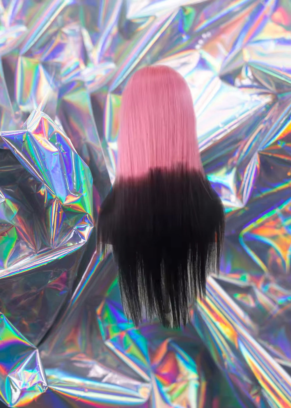 Kat Von - Pink & Black Wild Jagged Ombré Straight Human Hair Lace Front Wig