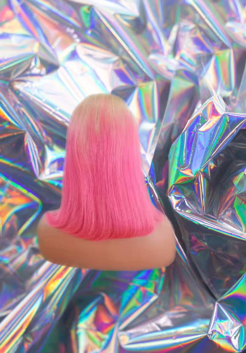 Stacia - Pink & Blonde Fringe/Bang Deep Ombré Straight Human Hair Lace Front Wig