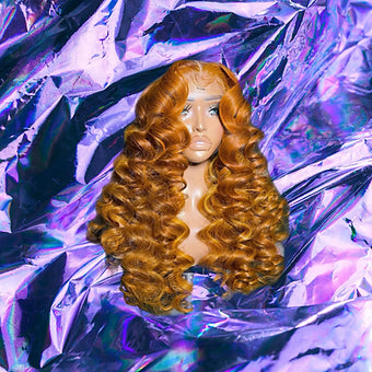 Eva - Ginger Loose Curls 100% Human Hair Lace Front Wig