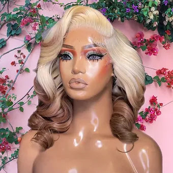 Viola - Two Tone Blonde & Soft Brown Bob 100% Human Hair Lace Front Wig