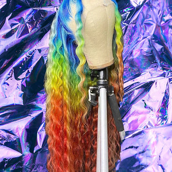 Kalita - Rainbow Wavy 100% Human Hair Lace Front Wig