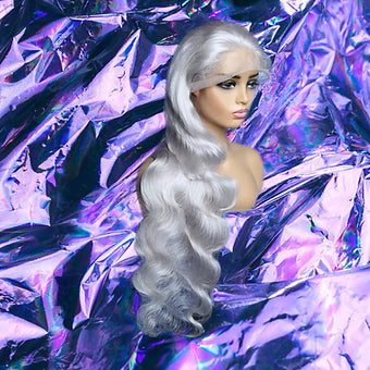 Sammy - Gray Wavy 100% Human Hair Lace Front Wig